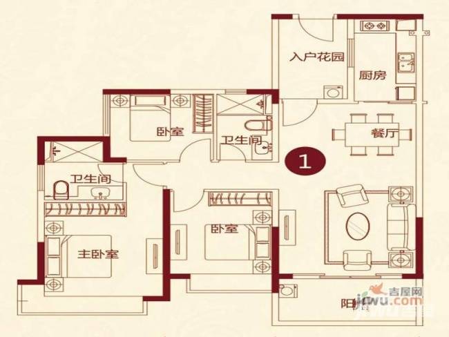 恒大雅苑3室2厅2卫户型图