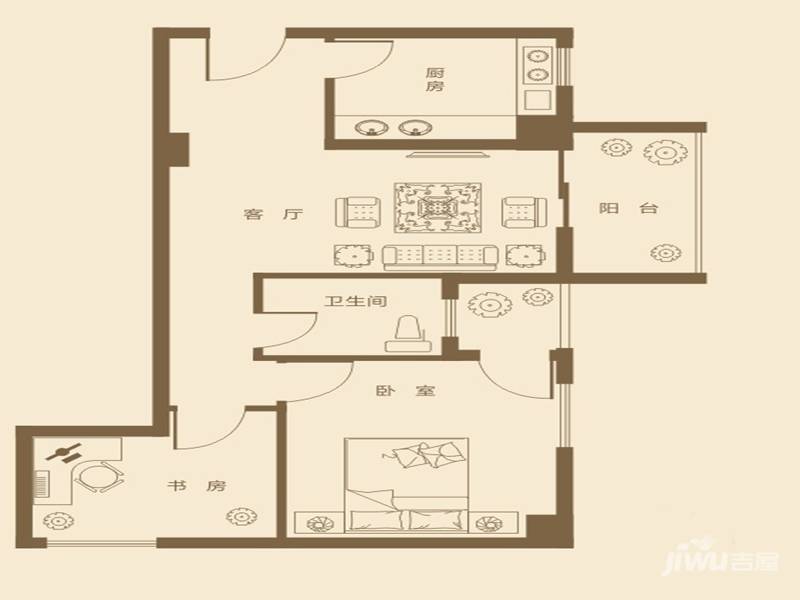 安源时代广场2室1厅1卫86㎡户型图