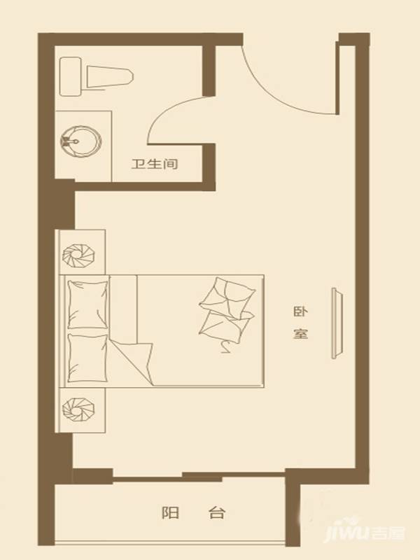 安源时代广场1室0厅1卫27㎡户型图