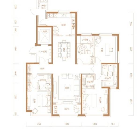 建业天筑4室2厅2卫232㎡户型图