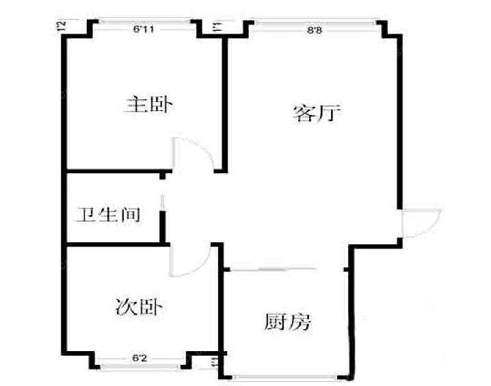 仙林国际2室1厅1卫户型图