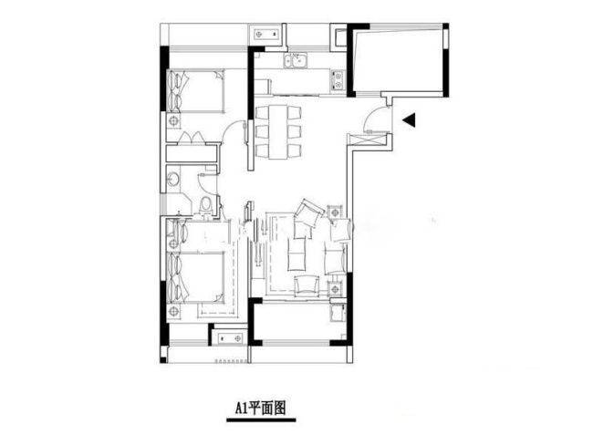 中航樾府3室1厅1卫84.7㎡户型图