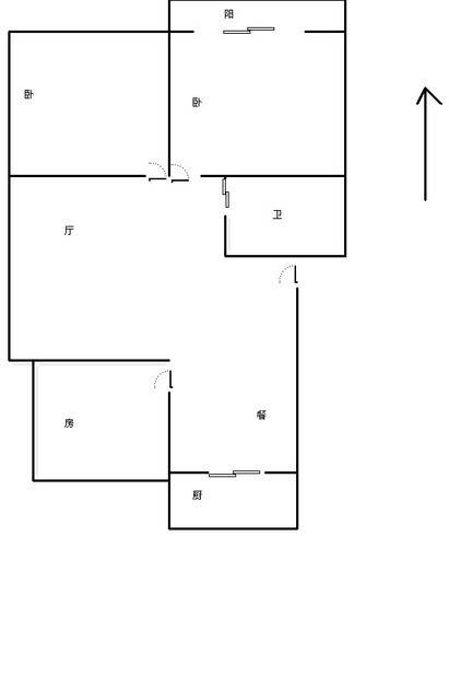 汇泽中心2室2厅1卫户型图