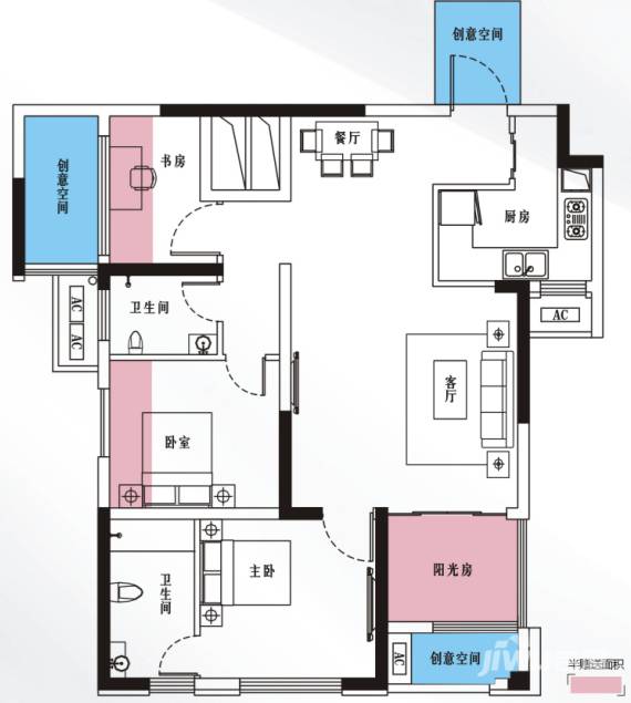 和顺洋湖壹号4室2厅2卫89㎡户型图