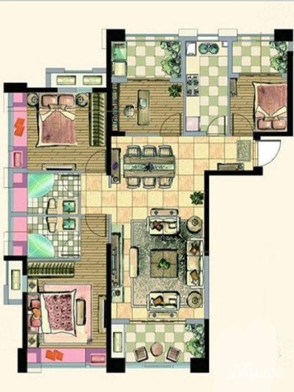 三江城4室2厅2卫127㎡户型图