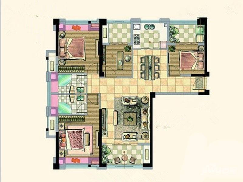 三江城4室2厅2卫132㎡户型图