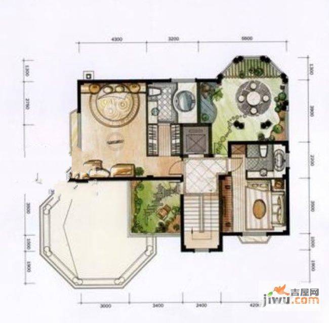 禹洲鼓山一号4室3厅5卫户型图