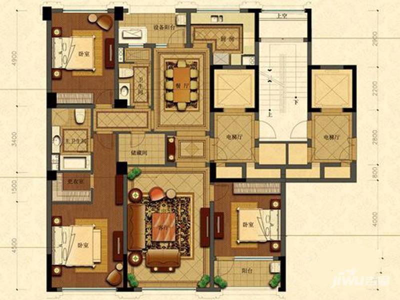 乐清绿城玉兰花园3室2厅2卫户型图