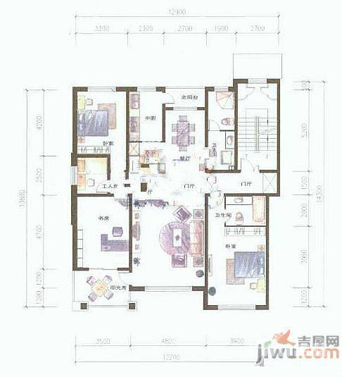 上东街区3室2厅2卫172.9㎡户型图