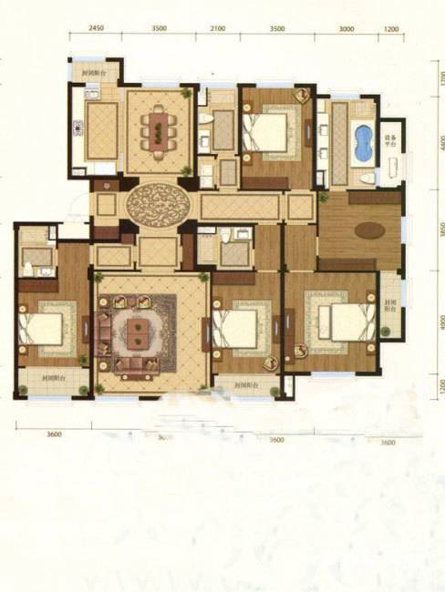 绿城御园4室2厅4卫265㎡户型图