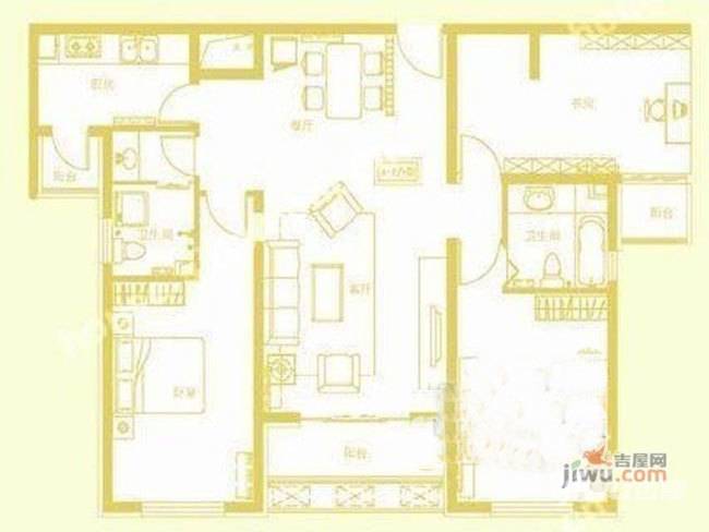 园丁小区3室2厅2卫132㎡户型图