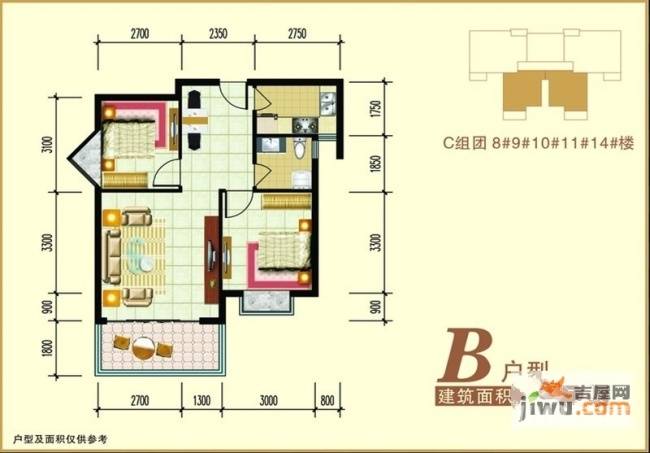 禧福泛海时代普通住宅72.1㎡户型图