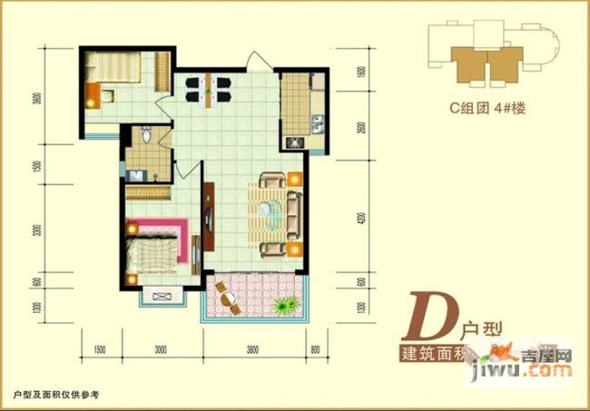 禧福泛海时代普通住宅82.2㎡户型图