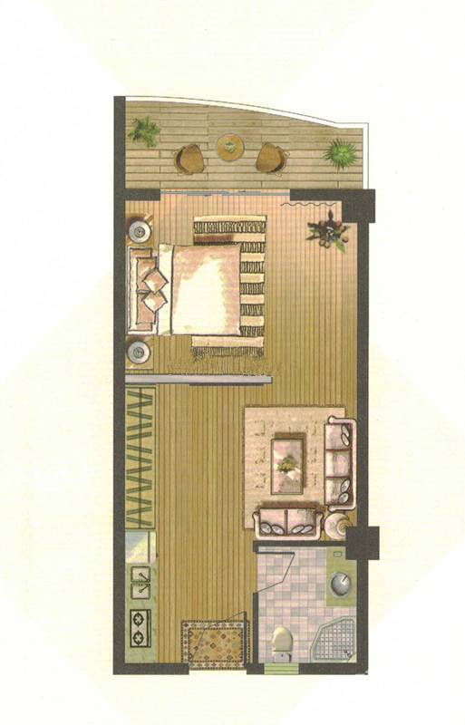 台湾城1室1厅1卫47.1㎡户型图