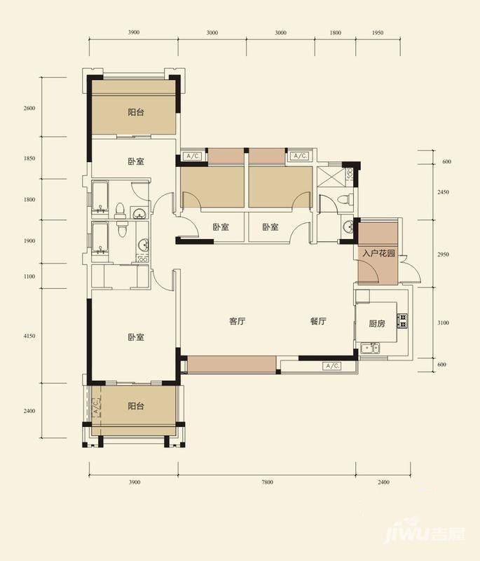 南湖世纪3室2厅3卫143.4㎡户型图