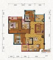 盛源学府名城3室2厅2卫80㎡户型图