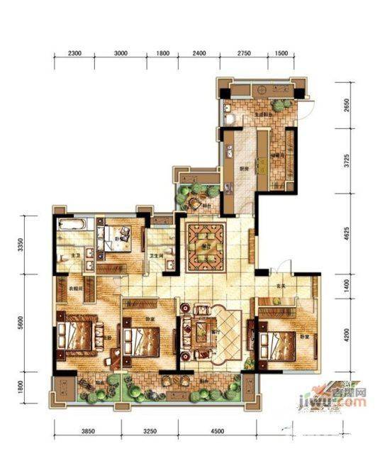 中海城南华府4室2厅2卫186㎡户型图