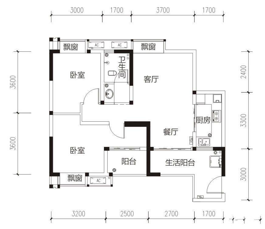 东山国际新城锦驿3室2厅1卫78.4㎡户型图