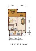 悦峰豪庭1室1厅1卫46.9㎡户型图