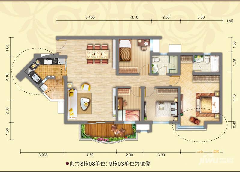 祈福辉煌台·南岸4室2厅2卫142.7㎡户型图