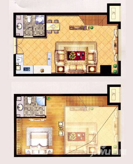 禹州城市广场1室1厅2卫52.7㎡户型图