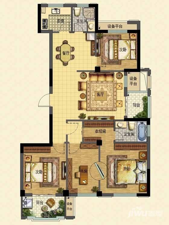 九和珹雅苑4室2厅2卫139㎡户型图