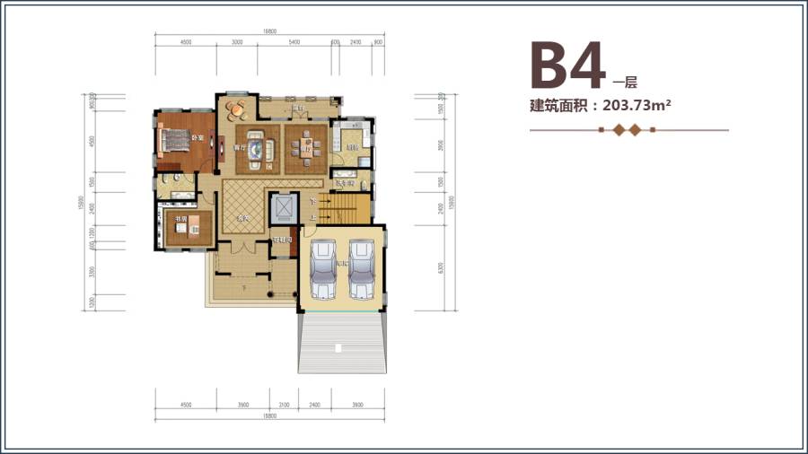 龙熙温泉庄园2室2厅2卫203.7㎡户型图