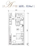 绿地·时代云都汇1室1厅1卫39㎡户型图