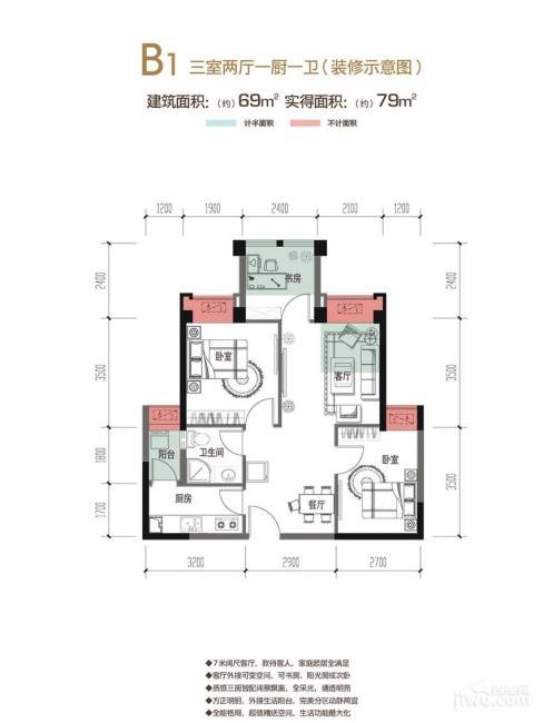 蓝光coco时代（一）
                                                            3房2厅1卫
