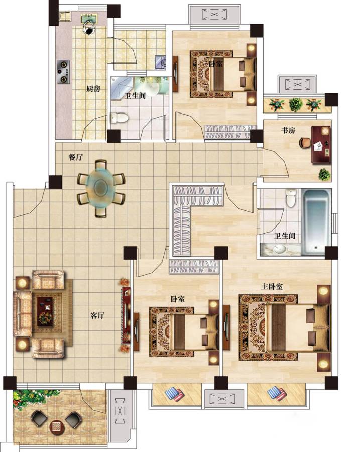 奥青城4室2厅2卫110㎡户型图