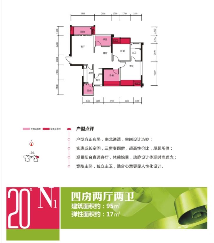 大唐世家4室2厅2卫95㎡户型图