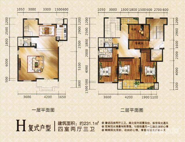 新湖香格里拉三期别墅-复式231.1㎡户型图