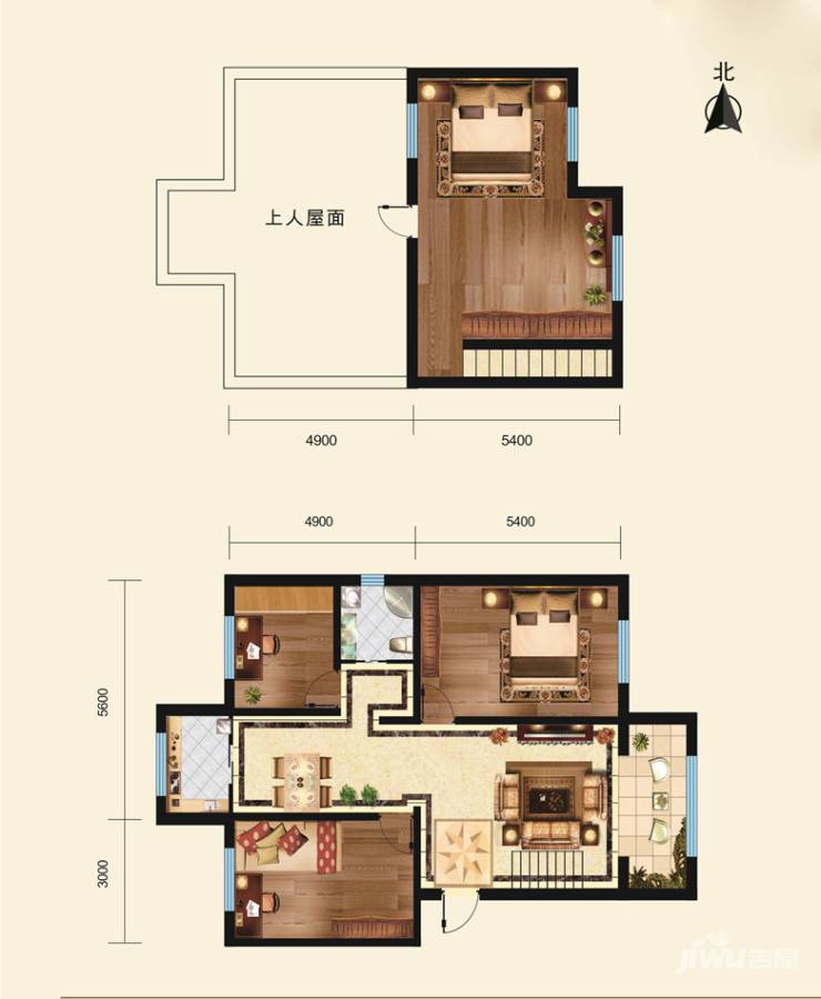 同城国际4室2厅1卫159.4㎡户型图