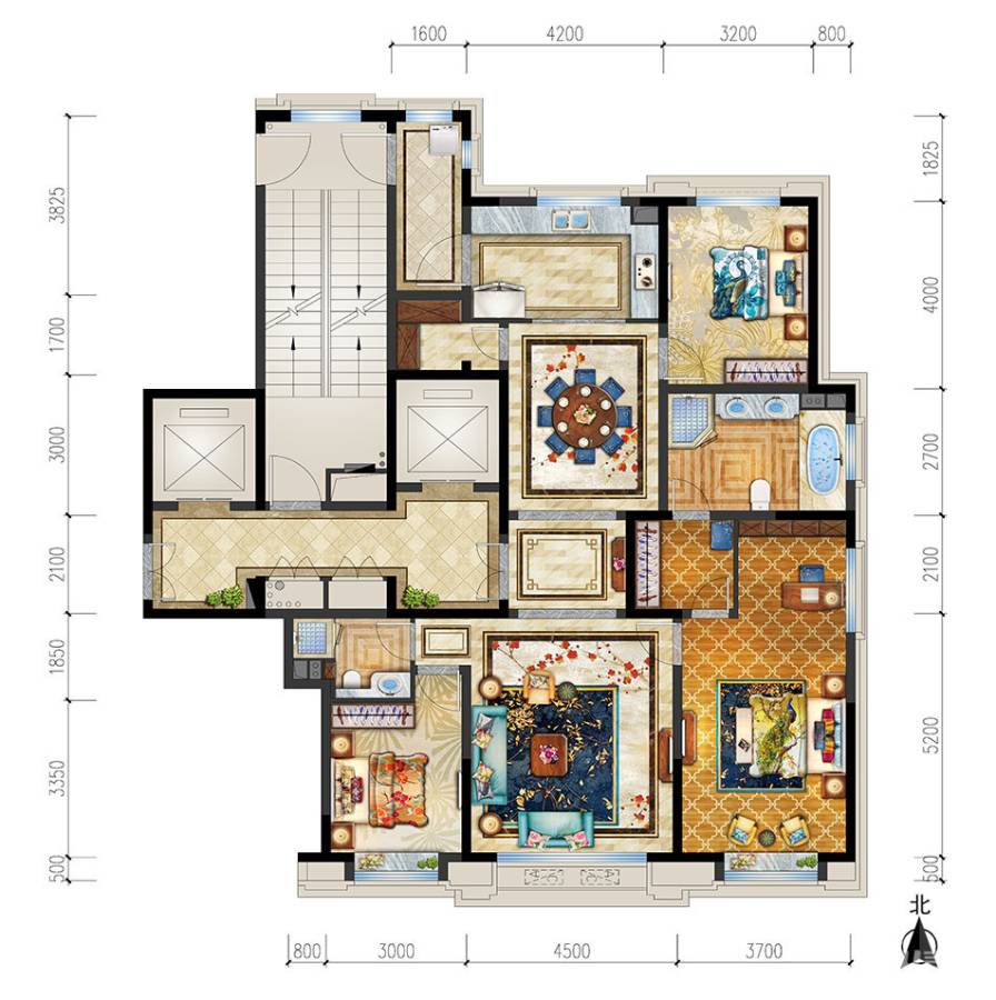 丽景中央城3室2厅2卫172㎡户型图