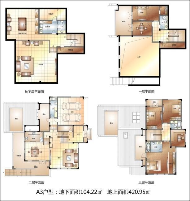 豪都金尊华府别墅-联排525.2㎡户型图