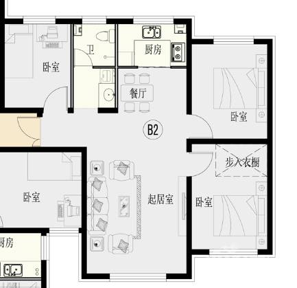 中城国际城3室2厅1卫98㎡户型图