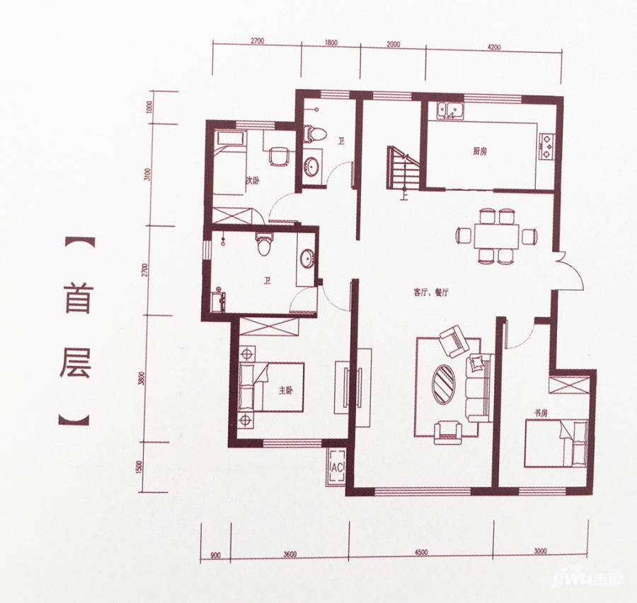 绿城蔚蓝公寓5室3厅3卫214.5㎡户型图