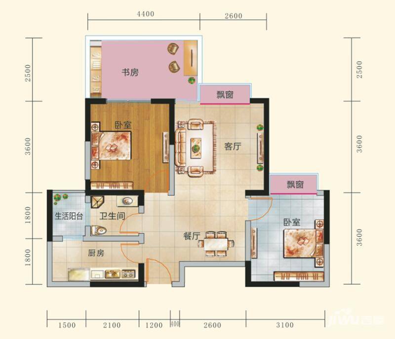 颐和京都SVilla3室2厅1卫67.8㎡户型图