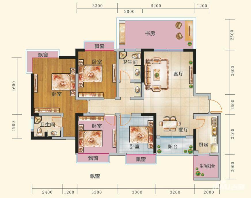 颐和京都SVilla4室2厅2卫116.2㎡户型图