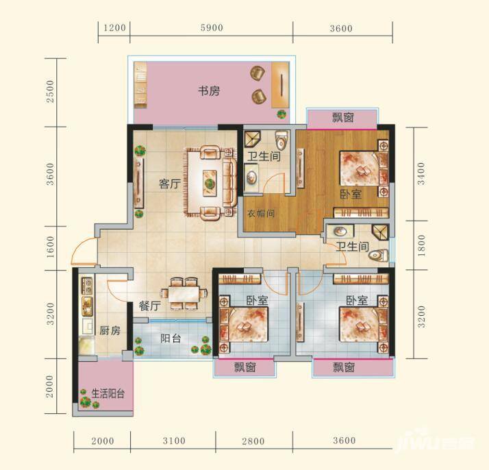 颐和京都SVilla4室2厅2卫93.7㎡户型图