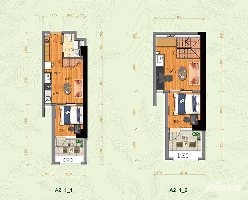 万科金地中山公园2室2厅1卫79㎡户型图