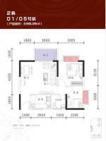 创富豪庭2室2厅1卫65㎡户型图