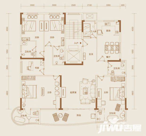 海宸世家5室2厅5卫246㎡户型图