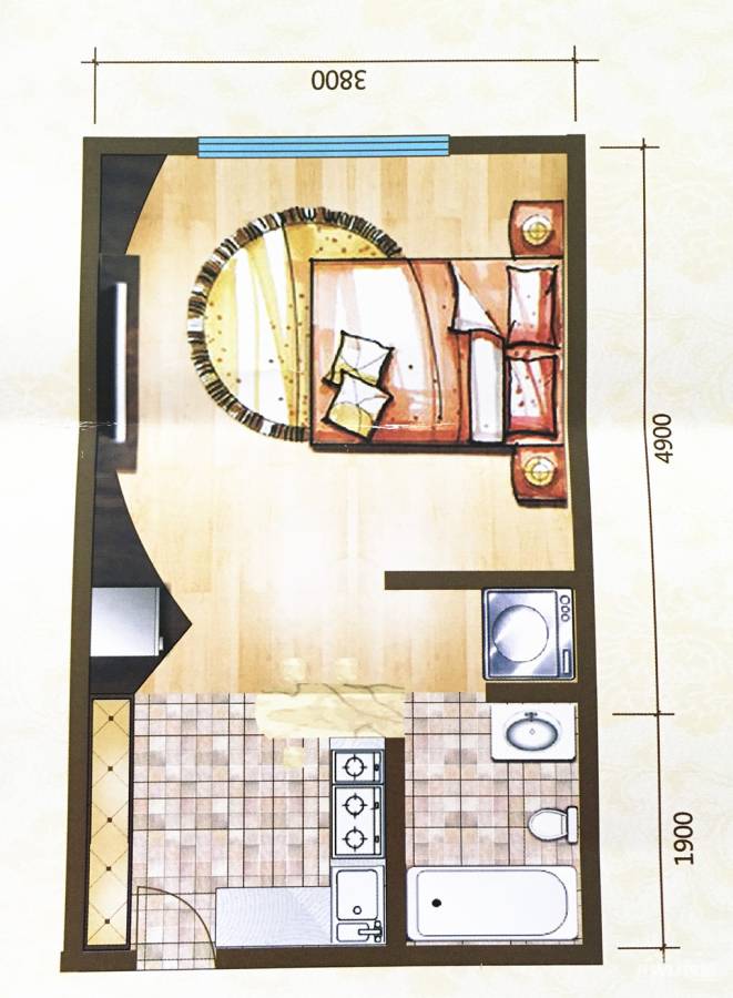 福安西城国际1室1厅1卫37.6㎡户型图