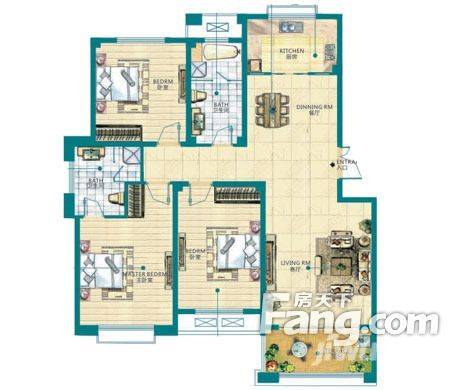 泰山新湖绿园3室2厅1卫130㎡户型图