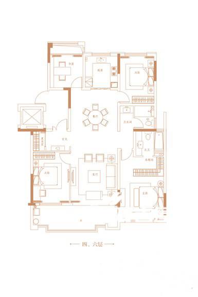 高速时代公馆4室2厅2卫135㎡户型图