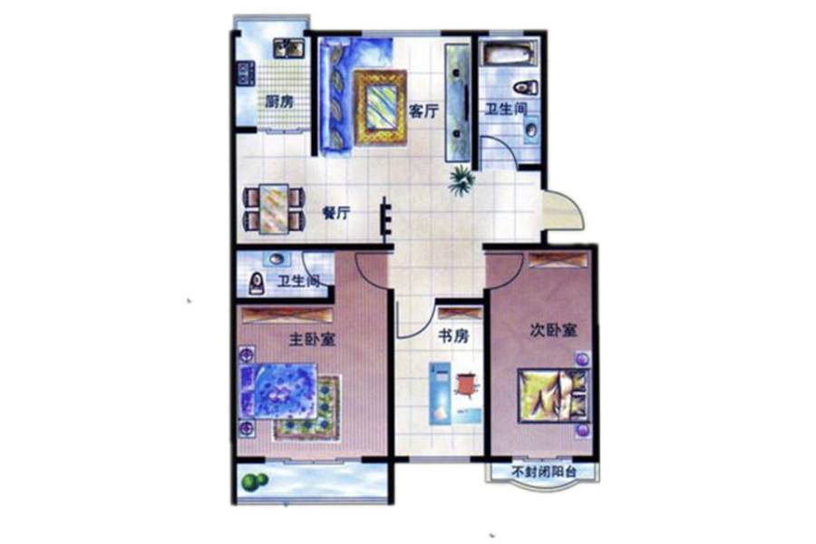 祥泰天泽府3室2厅2卫105㎡户型图