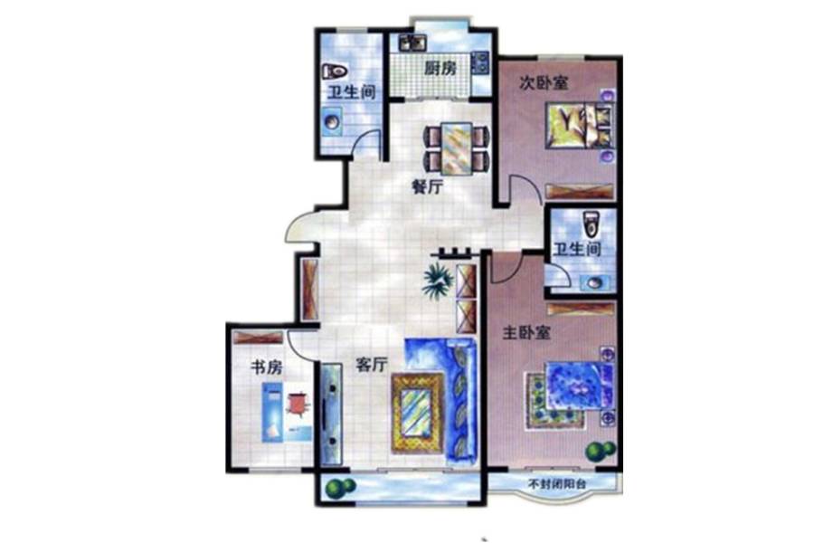 祥泰天泽府3室2厅2卫133㎡户型图