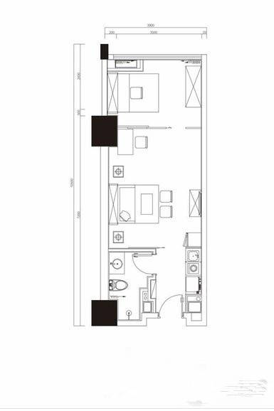 香榭兰廷1室1厅1卫41.5㎡户型图