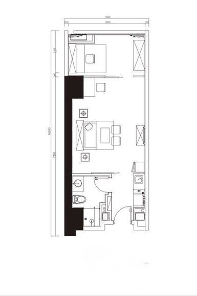 香榭兰廷1室1厅1卫44.7㎡户型图